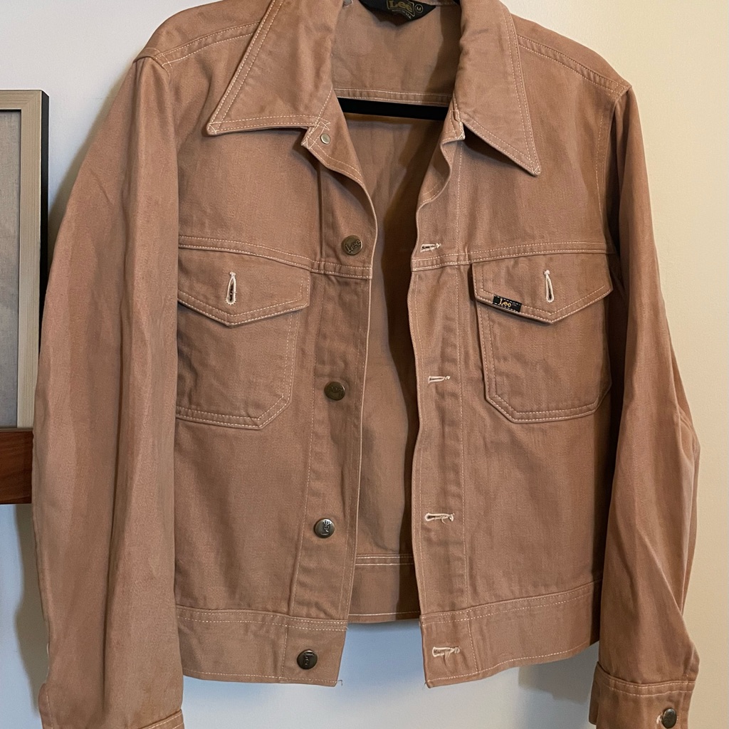 Vintage 70’s Lee Moleskin Beige/Tan Cropped Trucker Jacket Usa